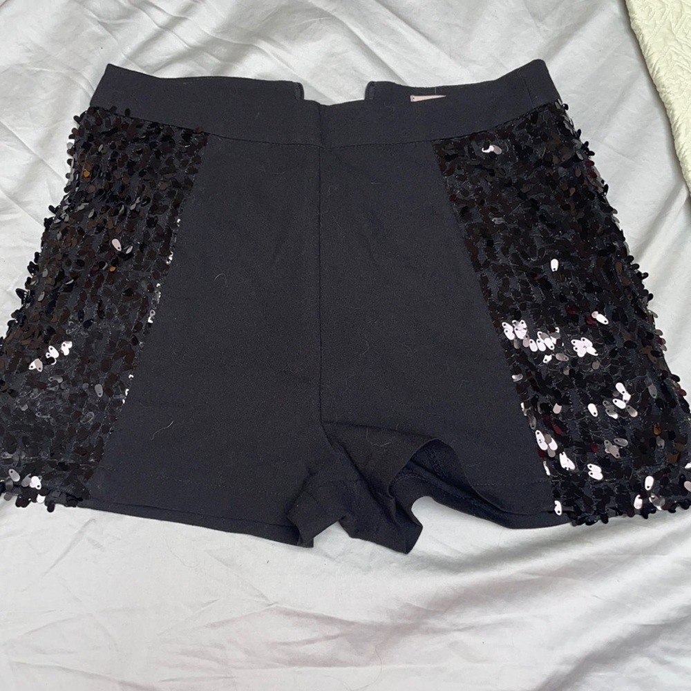 Black high waisted shorts with sequin detail